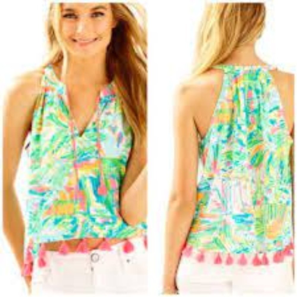 Lilly Pulitzer Roxi top in Sea Salt Sun